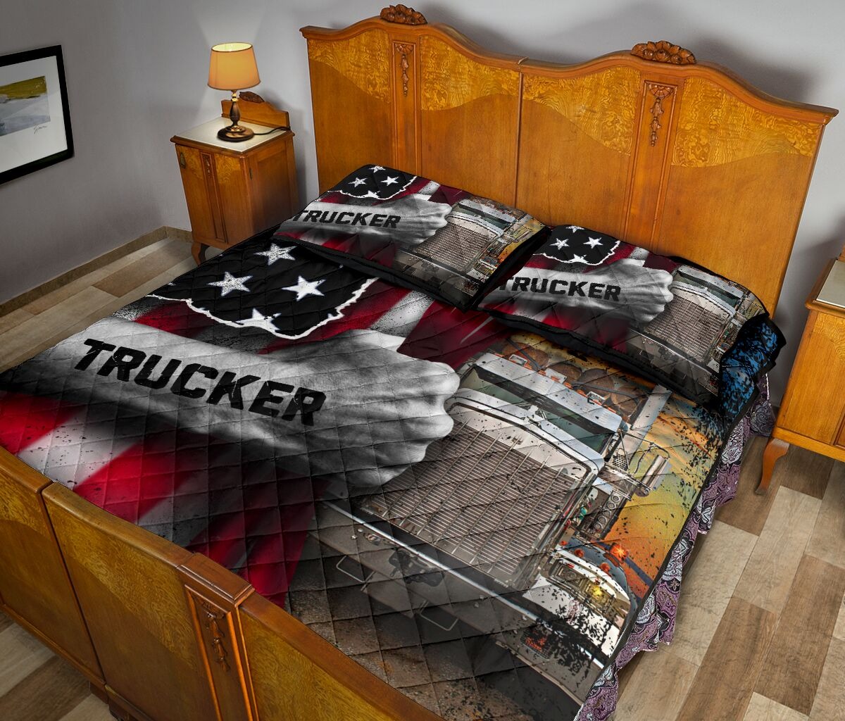 Trucker american flag bedding set 3