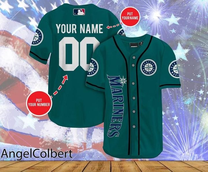 Seattle Mariners Personalized Name And Number Baseball Jersey Shirt - Green