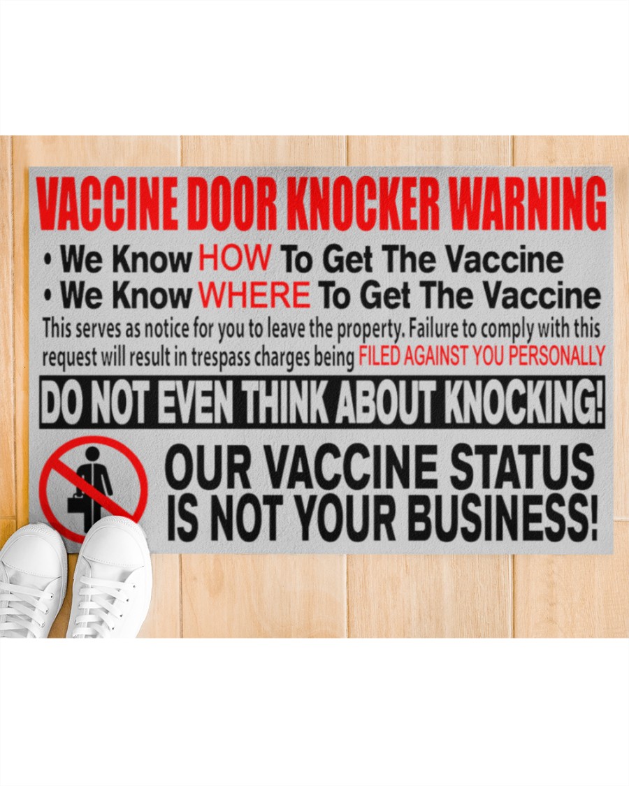 Vaccine door knocker warning doormat 2