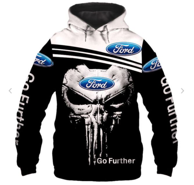 Skull Ford over print hoodie