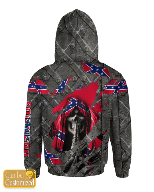 23 Skull southern confederate flag 3d over print hoodie 3