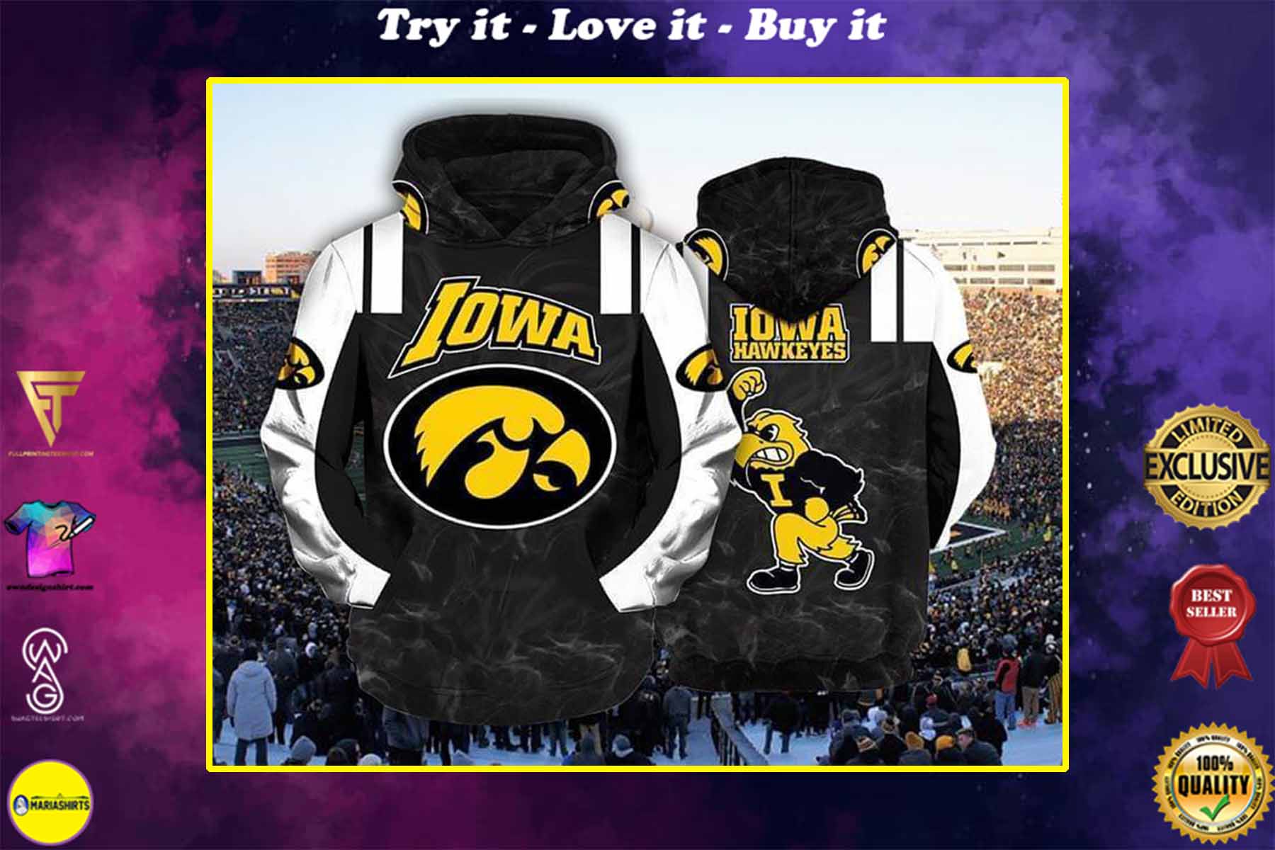 [special edition] the iowa hawkeyes football full over printed shirt – maria