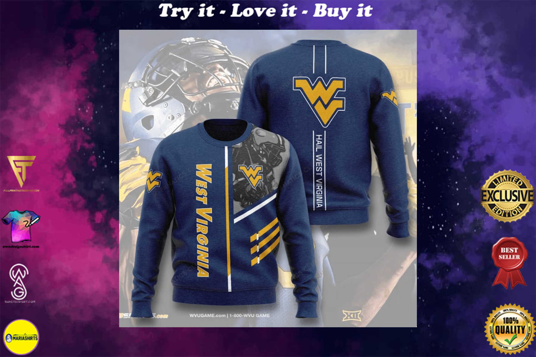 [special edition] west virginia mountaineers football hail west virginia full printing ugly sweater – maria