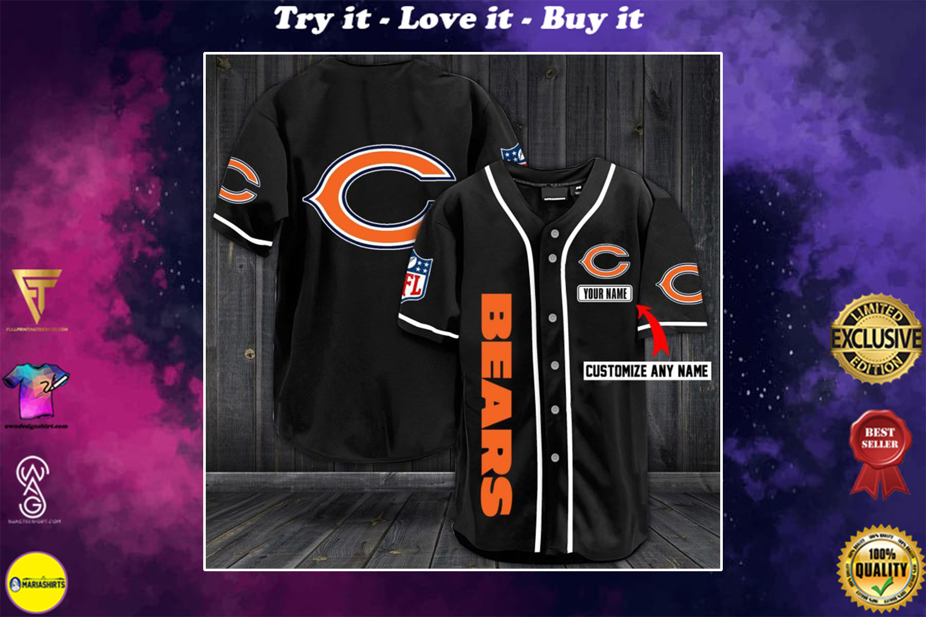 custom name jersey chicago bears shirt