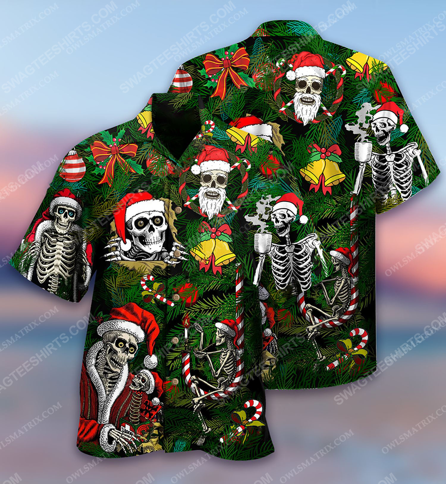 Christmas holiday and happy skull ​full print hawaiian shirt 1 - Copy (2)