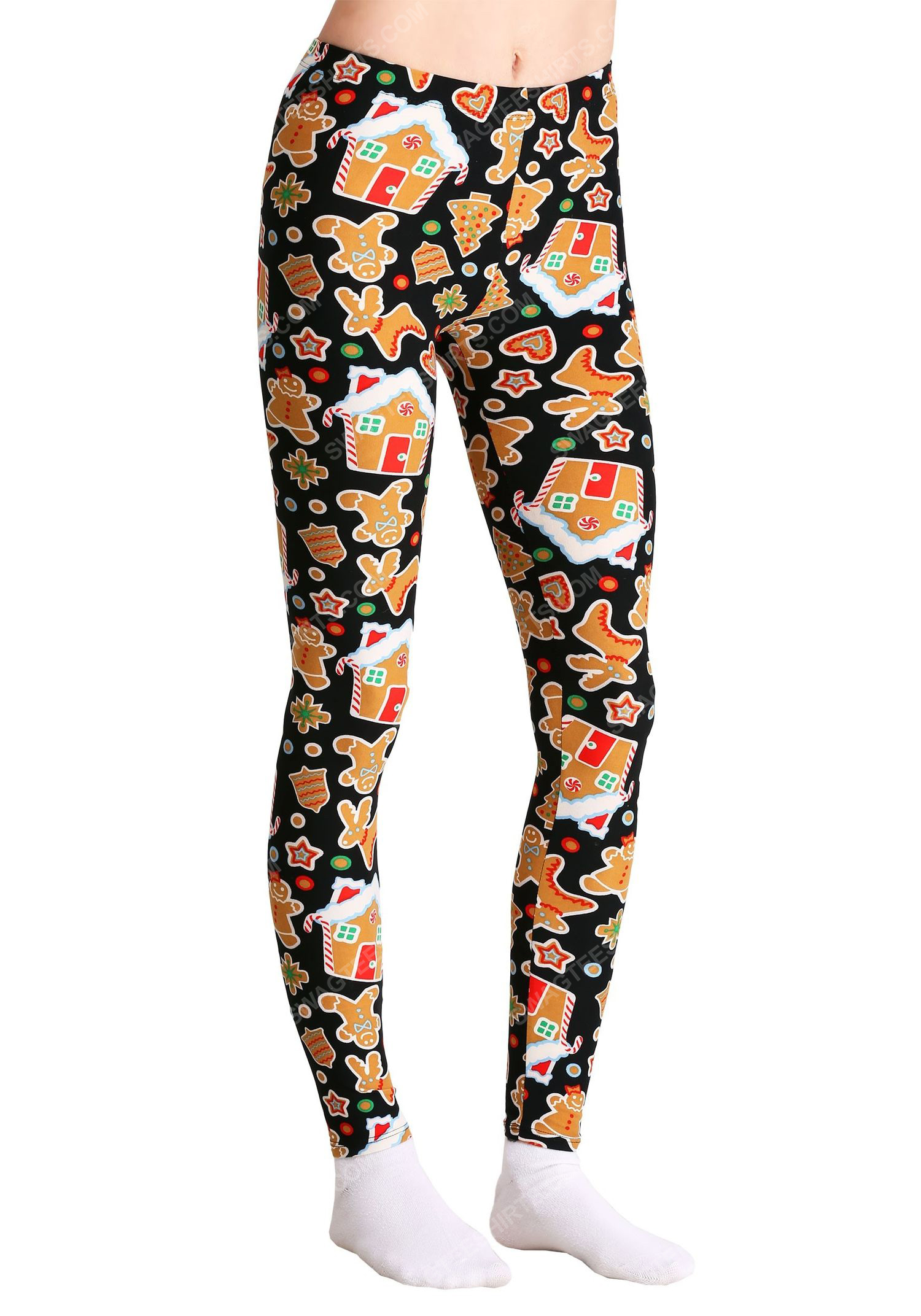 [special edition] Christmas holiday gingerbread pattern full print leggings – maria