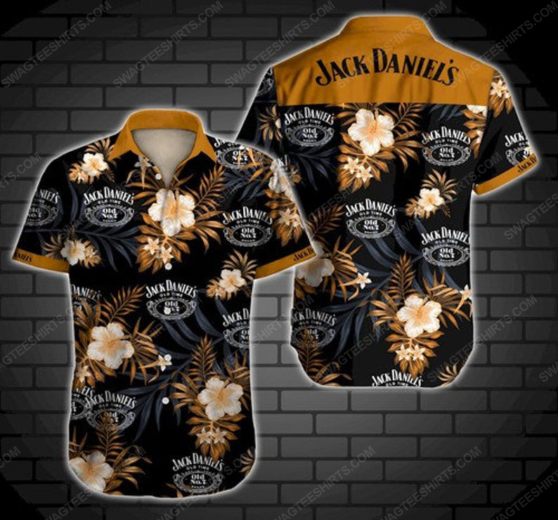 Floral jack daniels old time summer vacation hawaiian shirt 1
