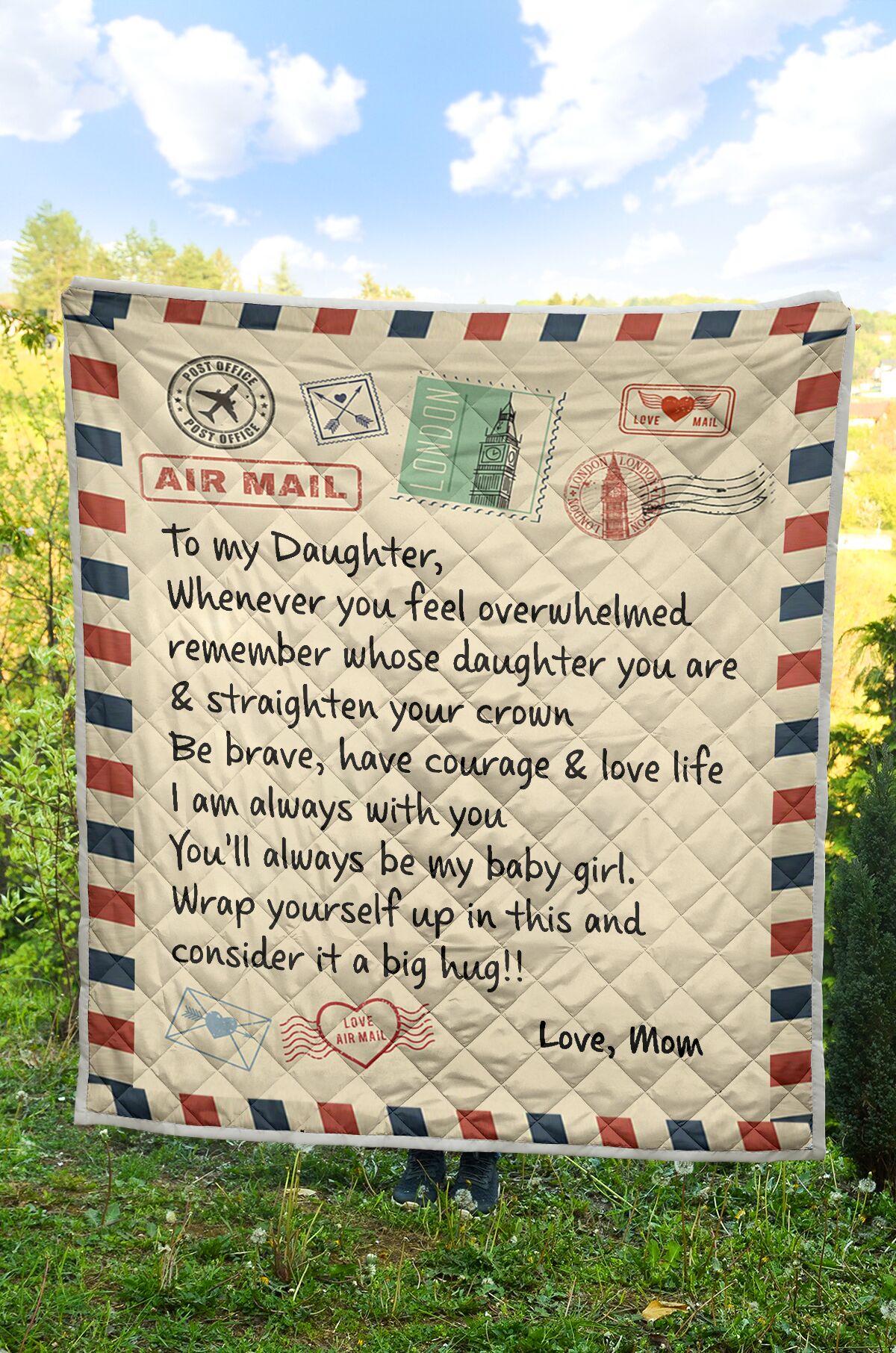 Air mail to my daughter quilt blanket
