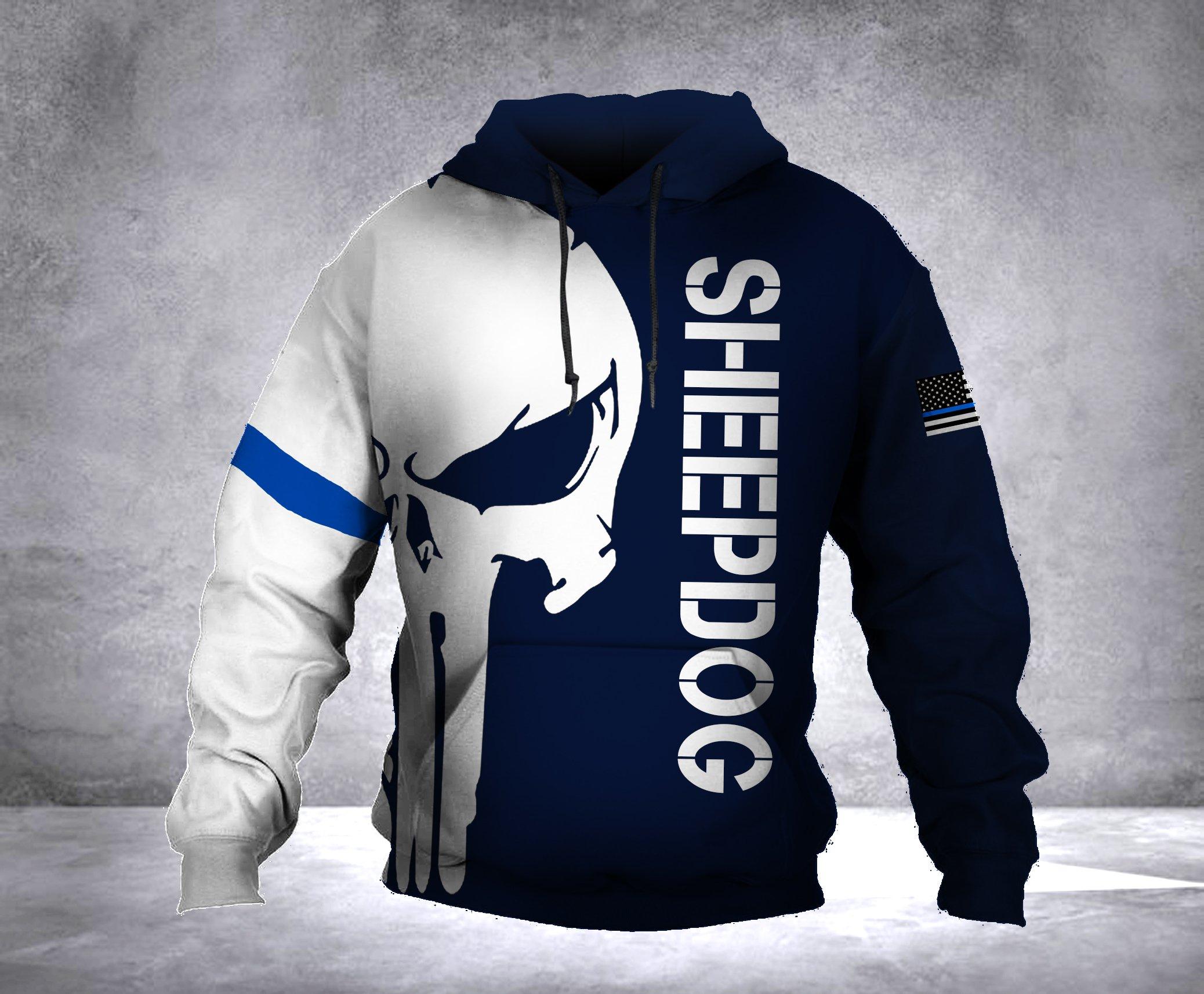 Sheepdog skull 3d hoodie - front