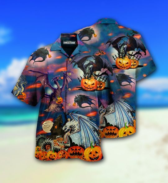 Dragon And Halloween Scaredy Hawaiian Shirt -BBS