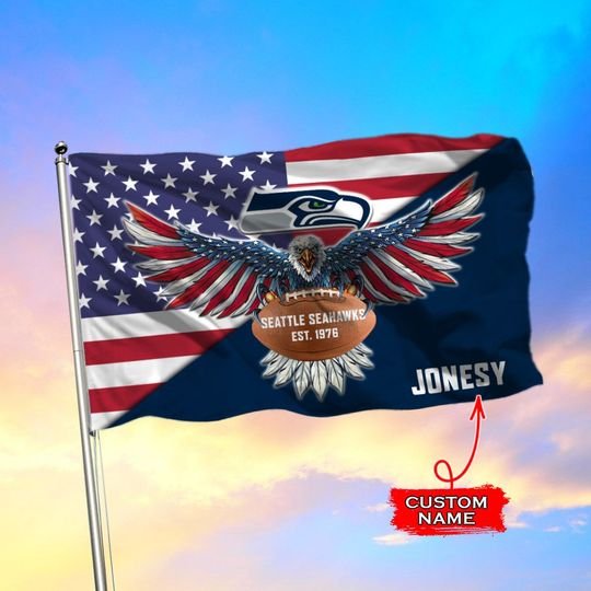 Seattle Seahawks American Football Custom Name Flag – LIMITED EDITION