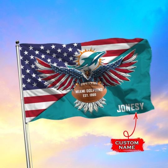 Miami Dolphins American Football Custom Name Flag – LIMITED EDITION