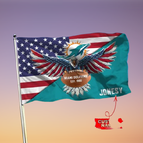 14-Miami Dolphins American Football Custom Name Flag (1)