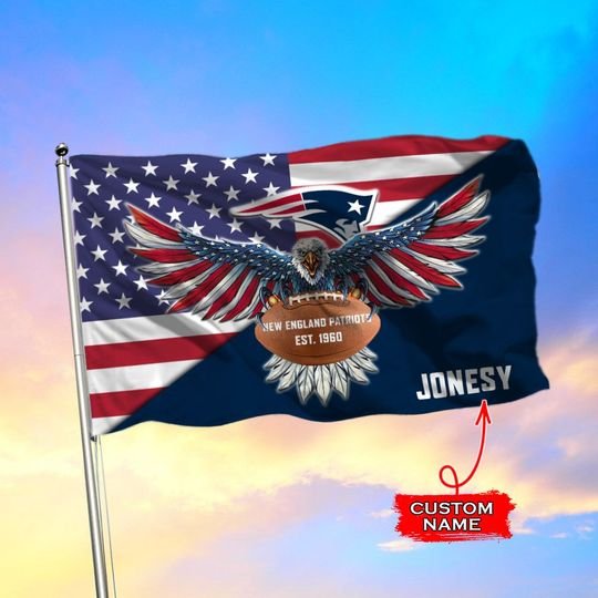 New Englands Patriots American Football Custom Name Flag – LIMITED EDITION