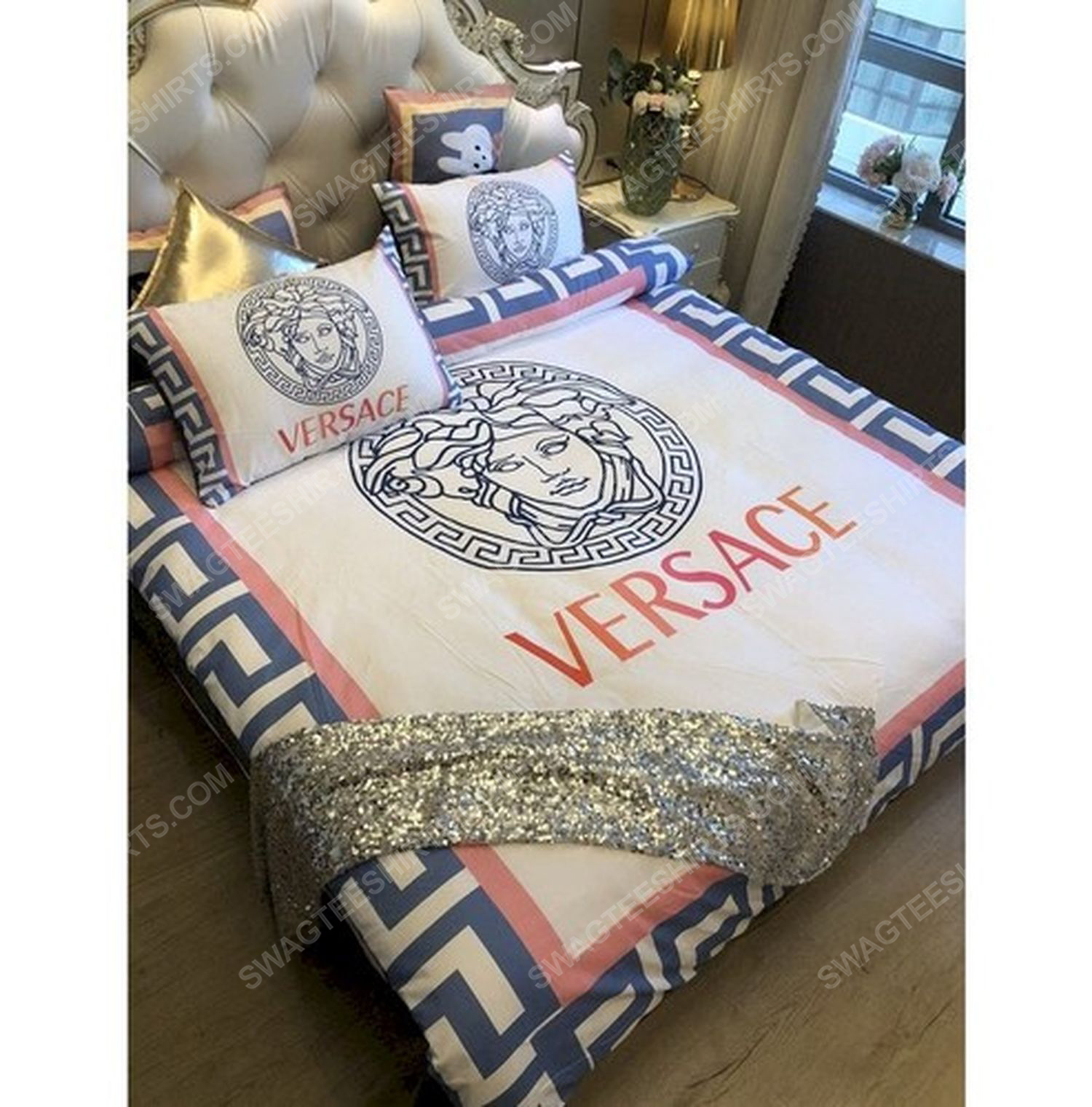 Versace home cream version full print duvet cover bedding set 1
