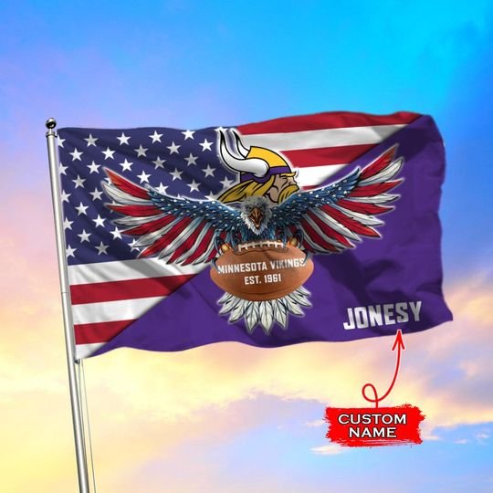 Minnesota Vikings American Football Custom Name Flag – LIMITED EDITION