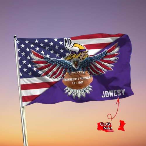 6-Minnesota Vikings American Football Custom Name Flag (1)