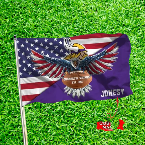 6-Minnesota Vikings American Football Custom Name Flag (2)