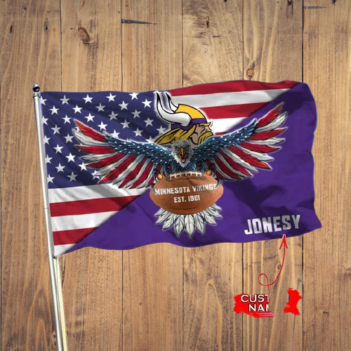 6-Minnesota Vikings American Football Custom Name Flag (3)