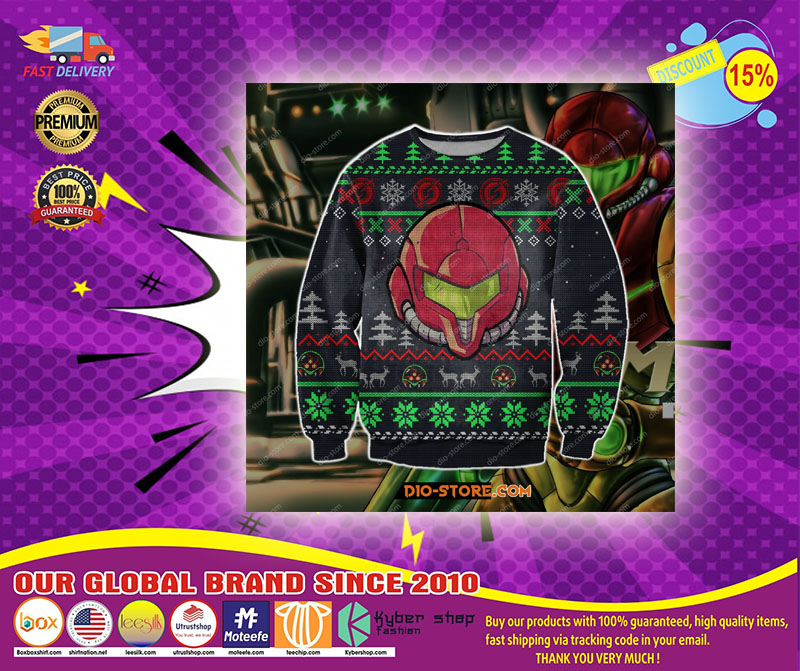 Metroid game knitting pattern 3d print ugly christmas sweater1