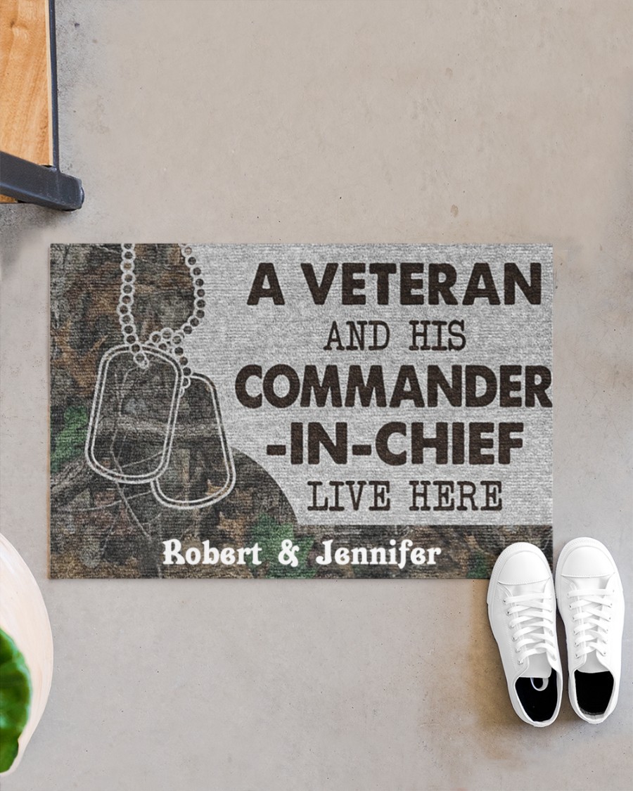 A veteran and his commander in chief live here doormat 8