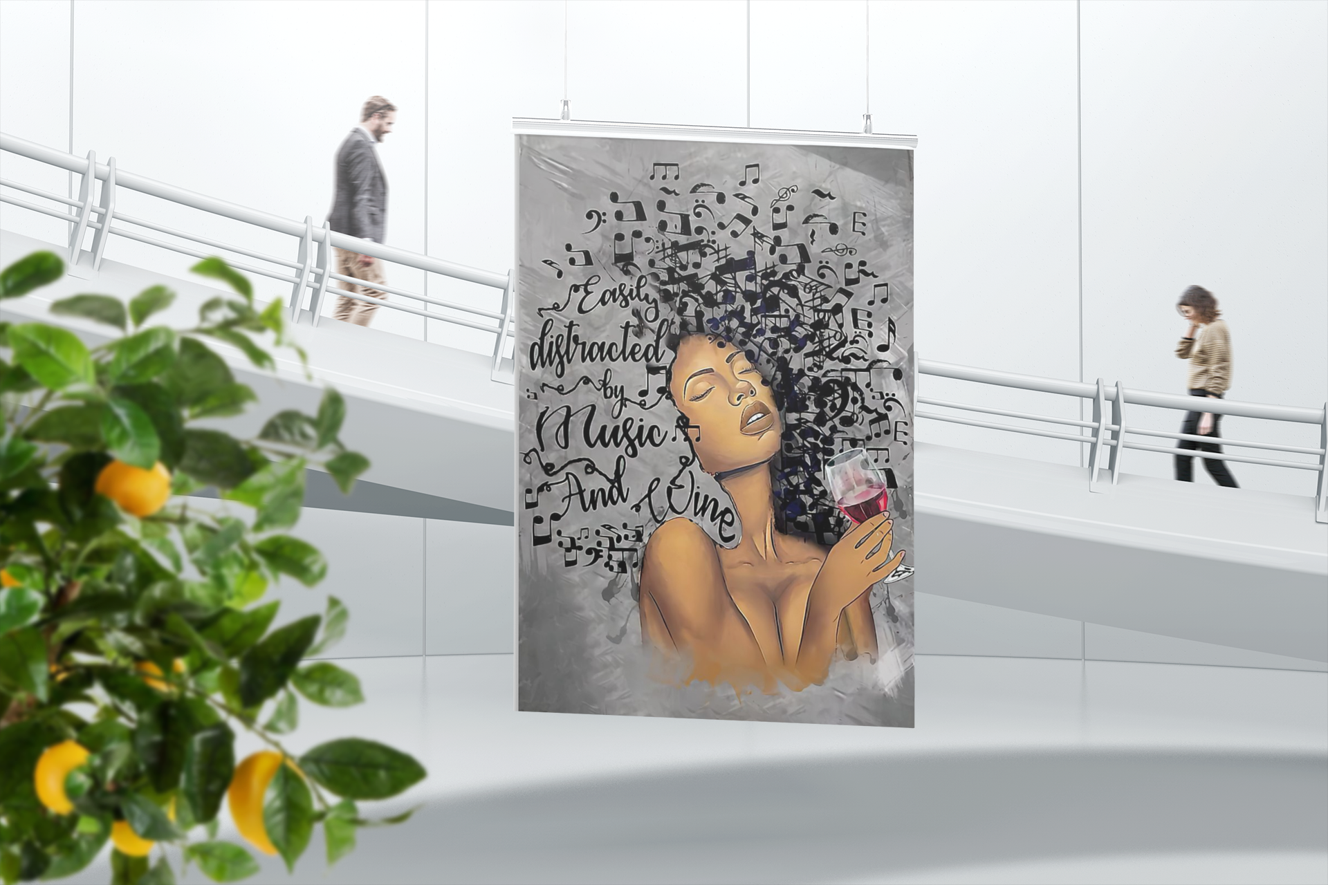 African American black girl easily distacted by music and wine poster 3