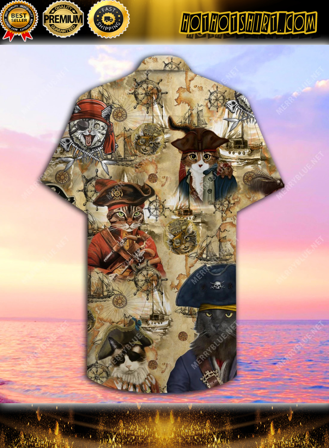 Amazing Pirate Cat Unisex Hawaiian Shirt 2