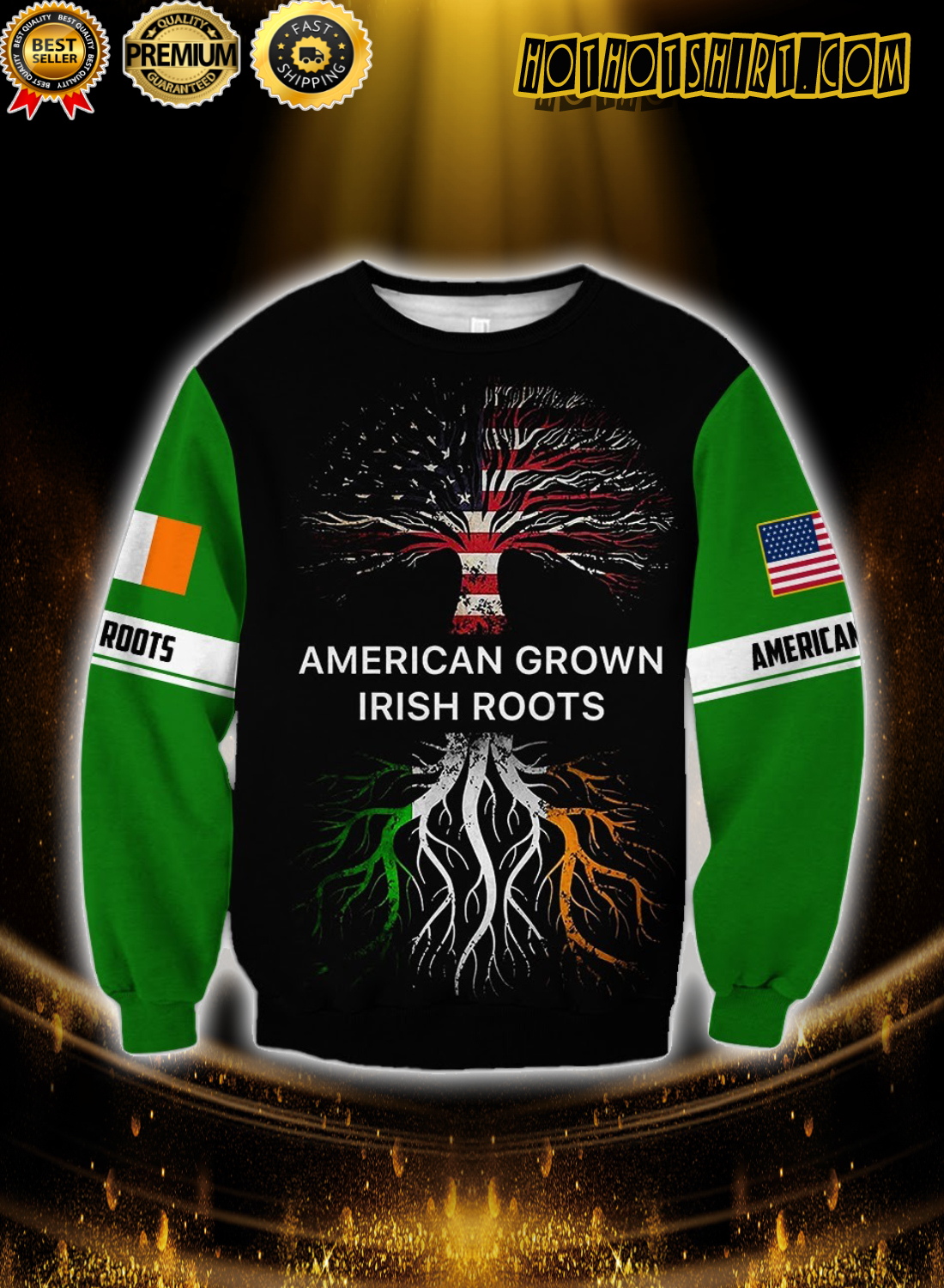 American grown irish roots 3d all over printed sweatshirt