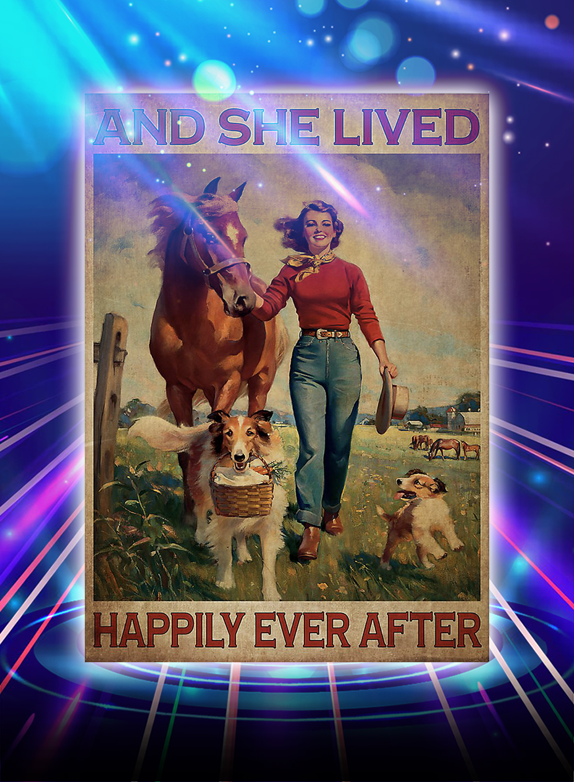 And she lived happily ever after horse and dog poster - A3