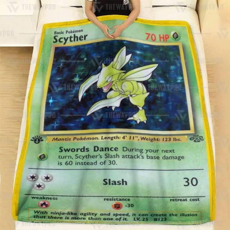 Anime PKM Scyther Holo 1st Edition Custom Soft Blanket and Quilt