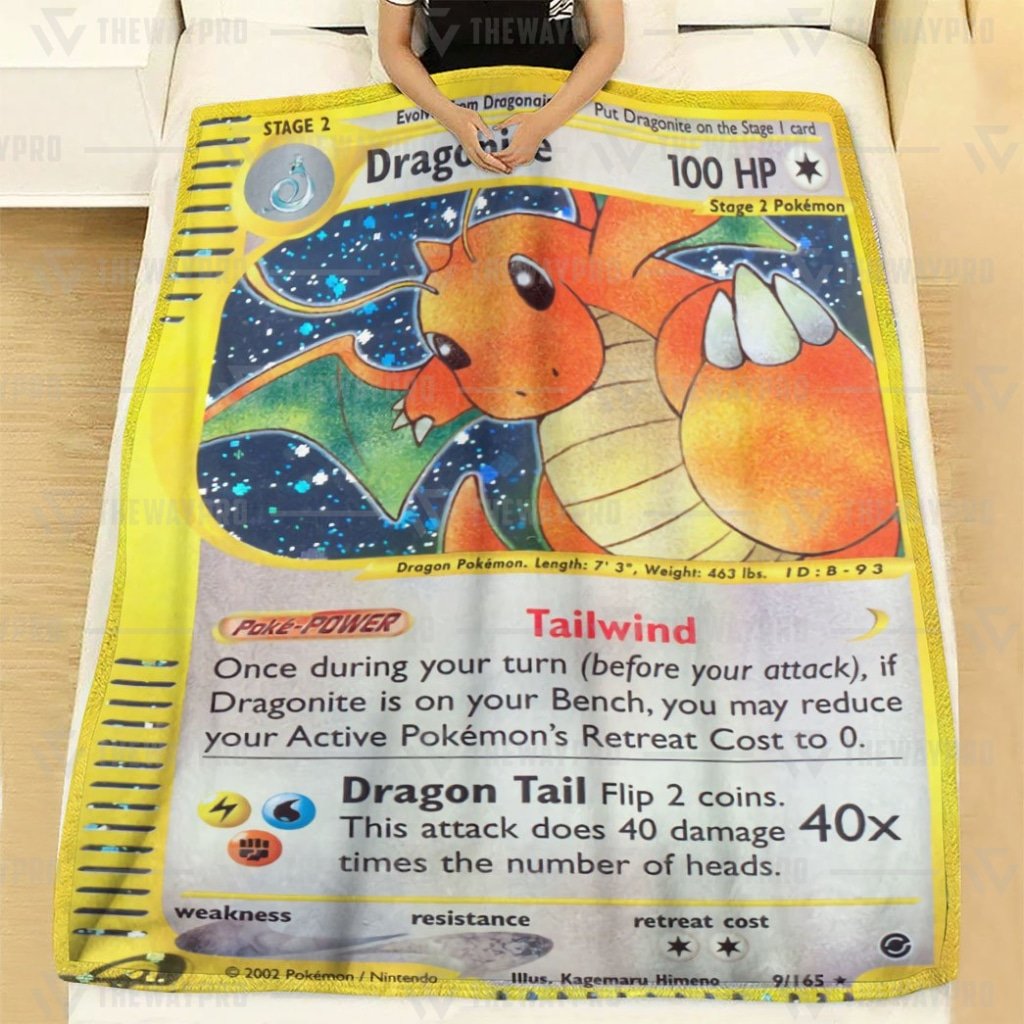 Anime Pokemon Dragonite Expedition Holo custom blanket and quilt