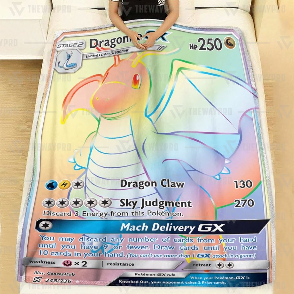 Anime Pokemon Dragonite GX Match Delivery Rainbow custom blanket and quilt