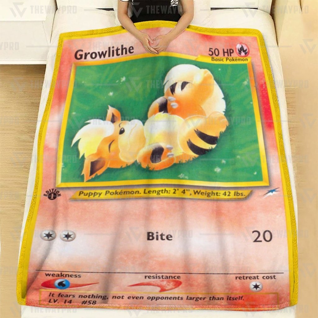 Anime Pokemon Growlithe 1st Edition Bite custom blanket and quilt