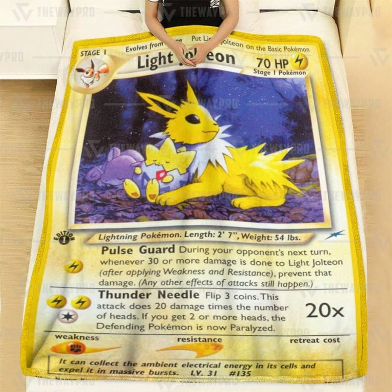 Anime Pokemon Light Jolteon 1st Edition custom blanket and quilt