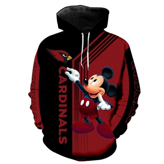 Arizona Cardinals Mickey Mouse 3D Hoodie