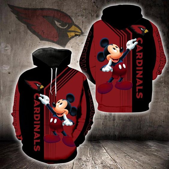Arizona Cardinals Mickey Mouse 3D Hoodie -BBS