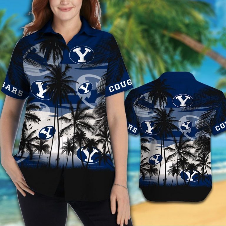 BYU Cougars football Hawaiian Tropical shirt, short 1