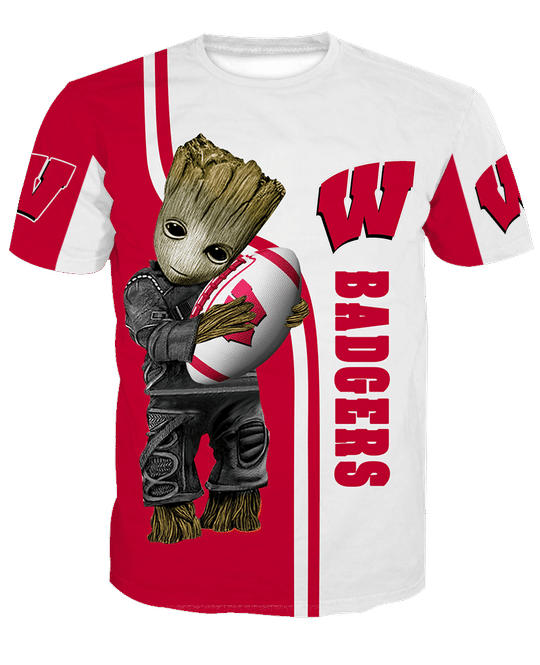 Baby Groot Wisconsin badgers 3d all over print hoodie4