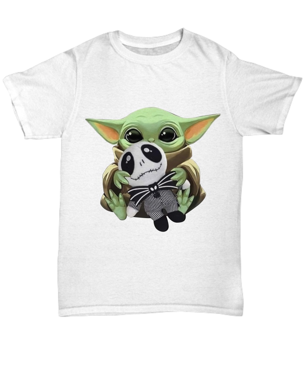 Baby Yoda hug Jack Skellington shirt 6