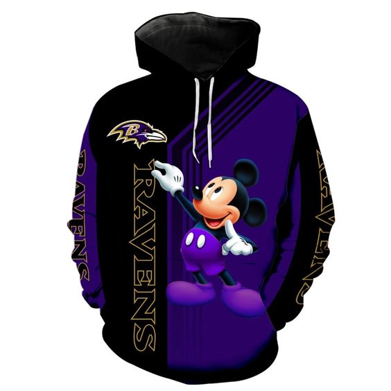 Baltmore Ravens Mickey Mouse 3D Hoodie