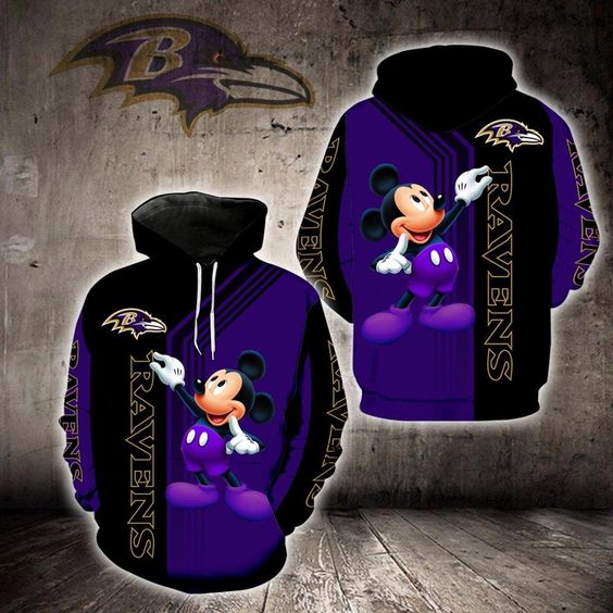 Baltmore Ravens Mickey Mouse 3D Hoodie -BBS