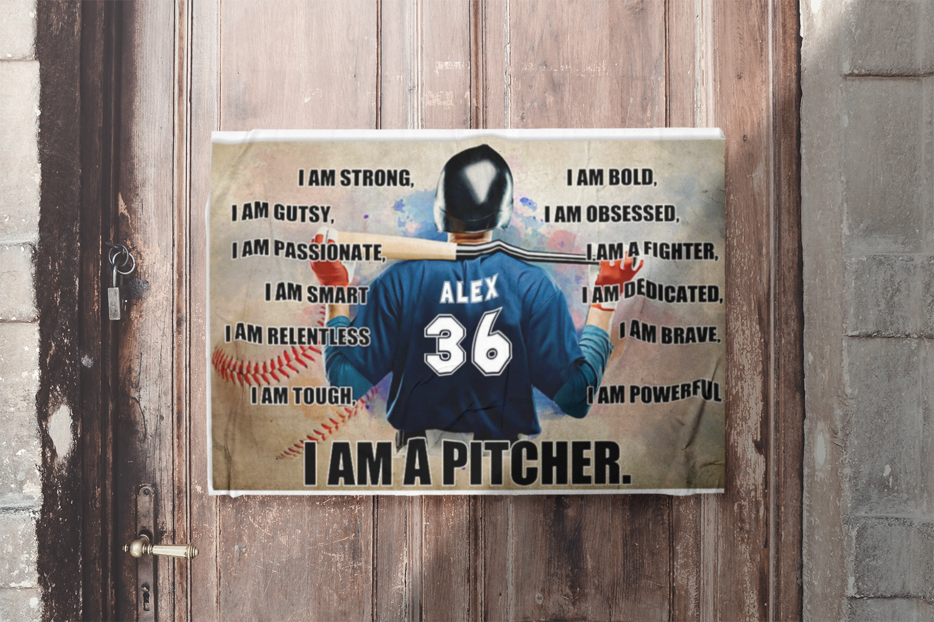 Baseball I am pitcher custom name and number poster 3