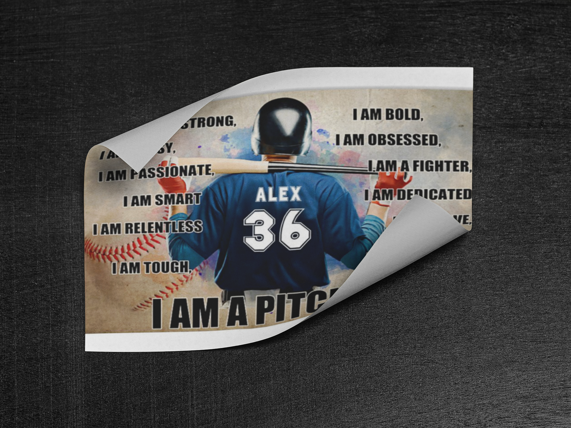 Baseball I am pitcher custom name and number poster 4