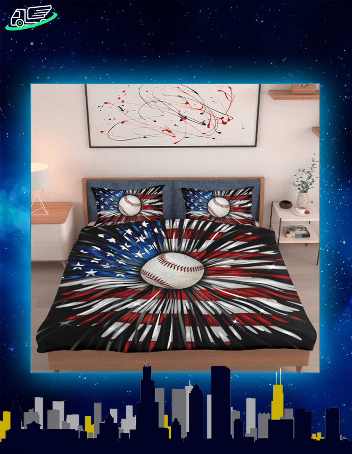 Baseball american firework bed set