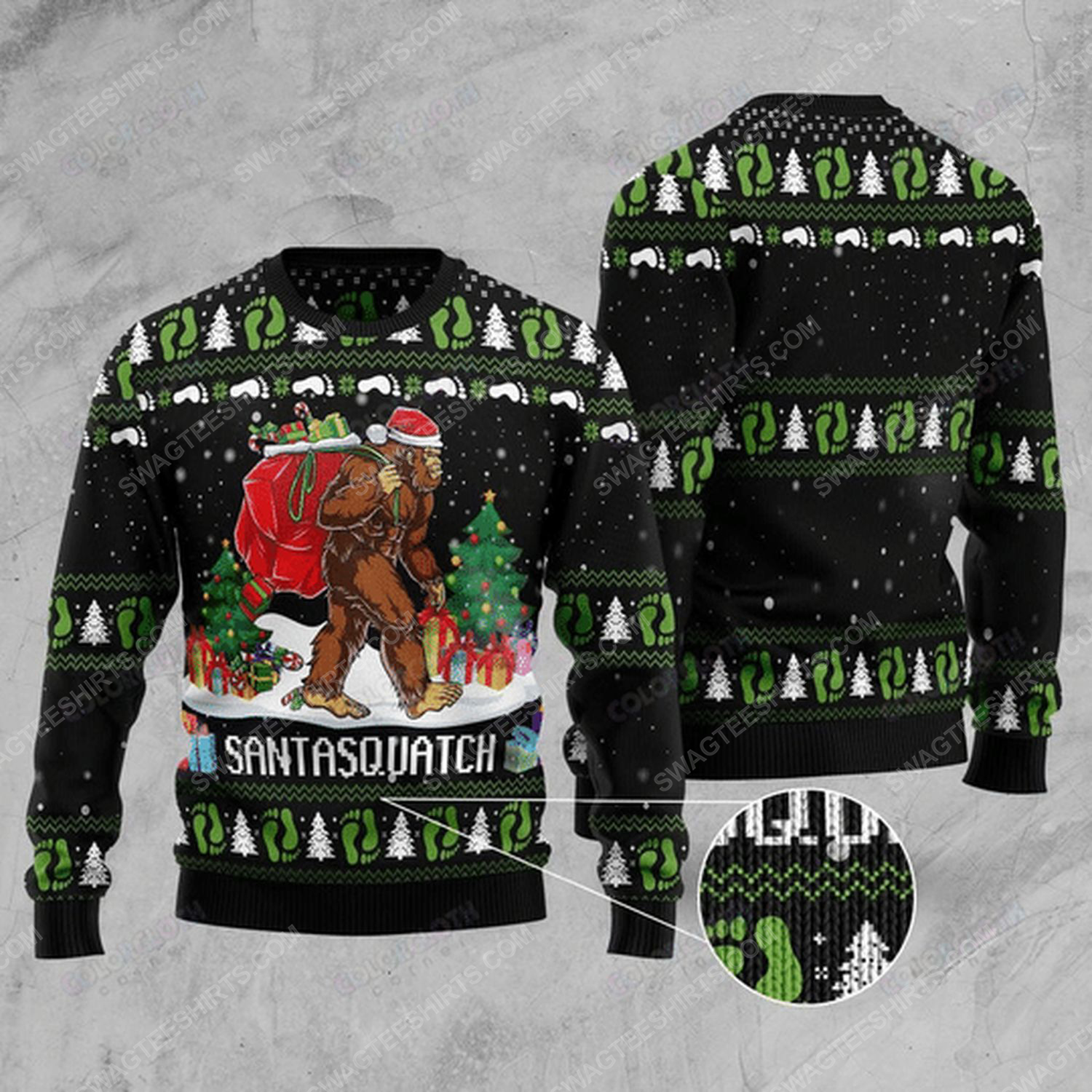 Bigfoot santasquatch ugly christmas sweater
