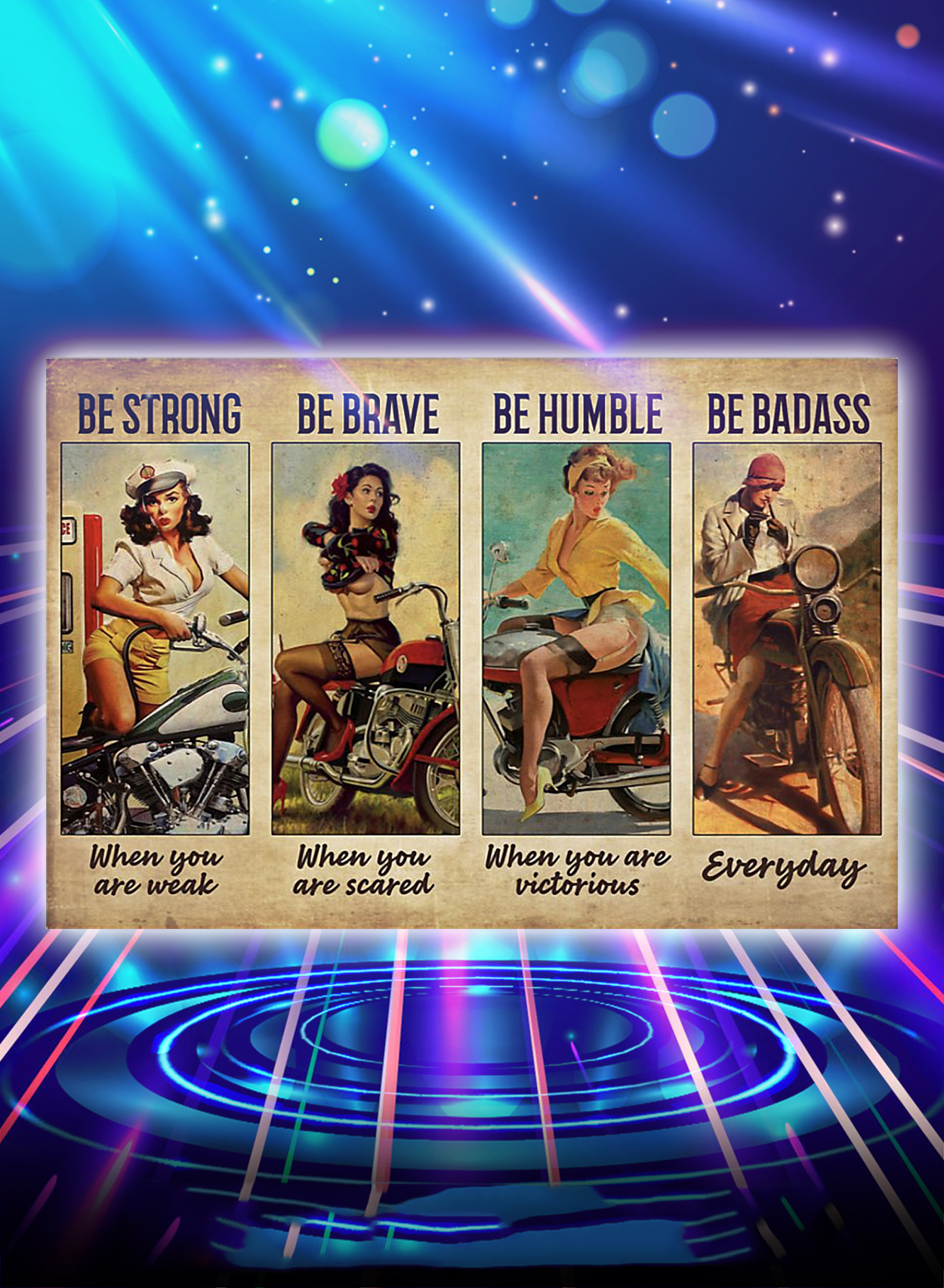 Biker girl be strong be brave be humble be badass poster - A3