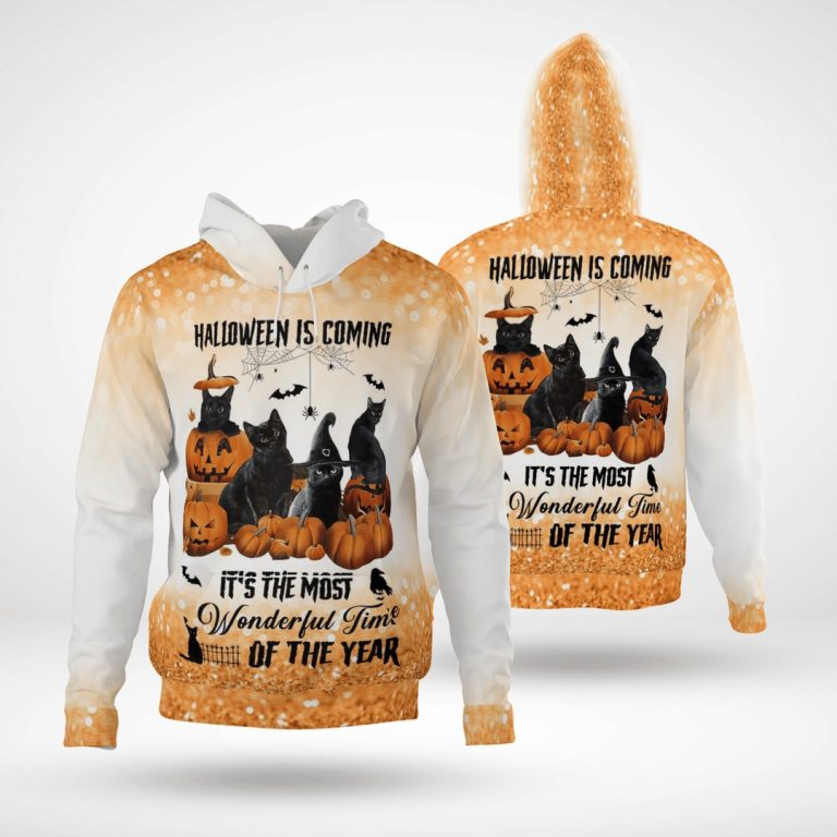 Black Cats Halloween Is Coming Its The Most Wonderful Time Of The Year 3D Hoodie