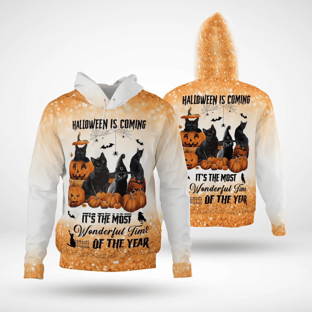 Black Cats Halloween Is Coming Its The Most Wonderful Time Of The Year 3D Hoodie – LIMITED EDITION