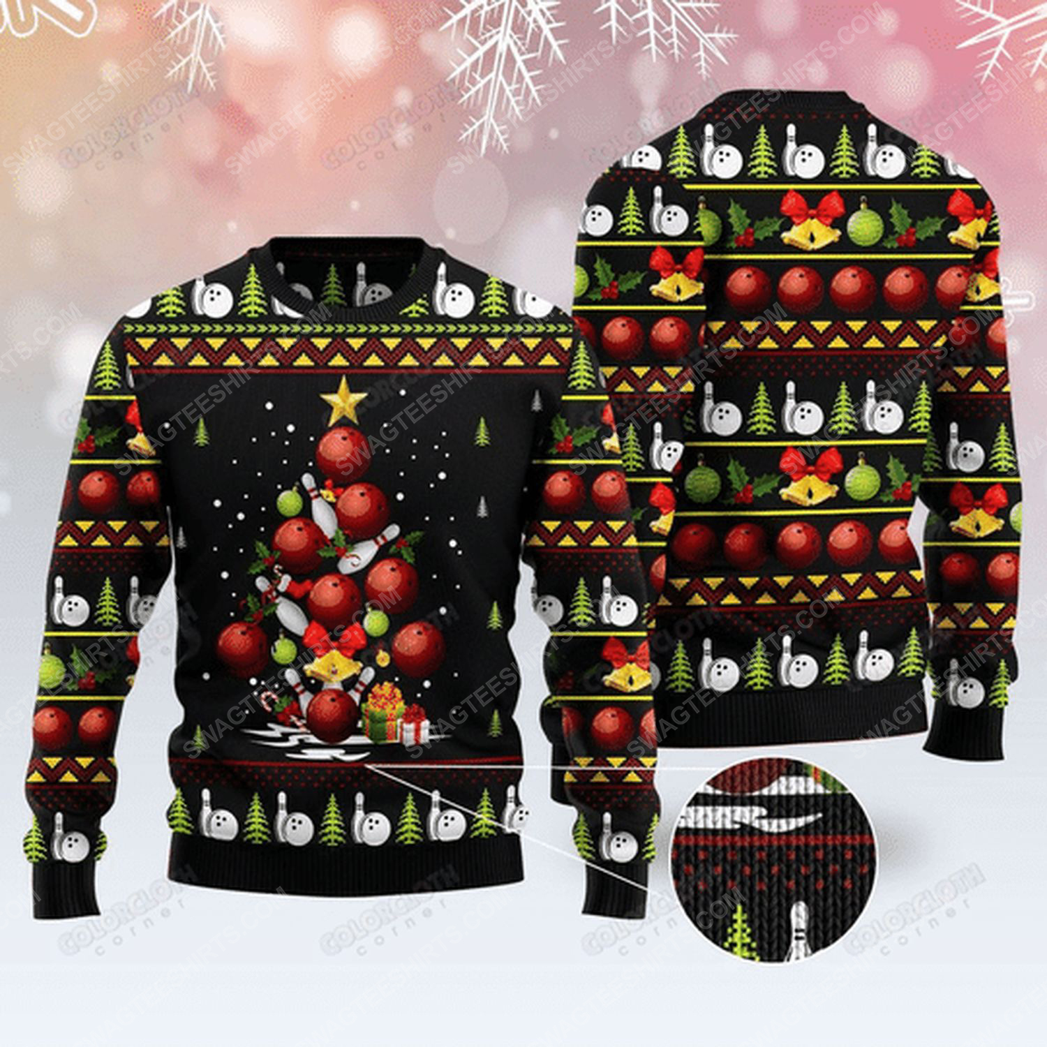 [special edition] Bowling christmas tree ugly christmas sweater – maria