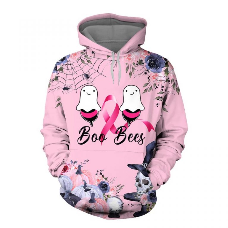 Breast cancer awareness boo bees happy halloween 3d hoodie